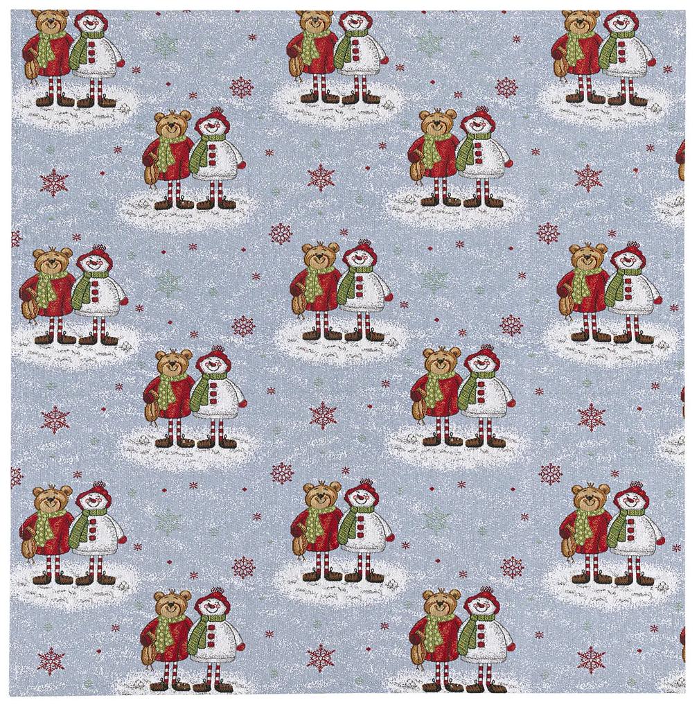 BO-MA Trading Vianočný obrus gobelín Medvede, 100 x 100 cm