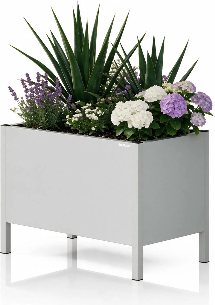 Veľký sivý kovový kryt na kvetináč: DAISY 500 x 400 x 300 mm