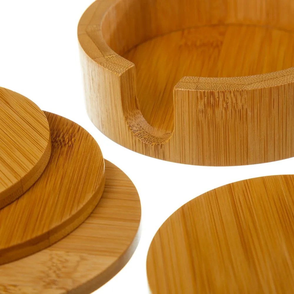 Hnedé bambusové tácky v súprave 4 ks so stojanom – Casa Selección