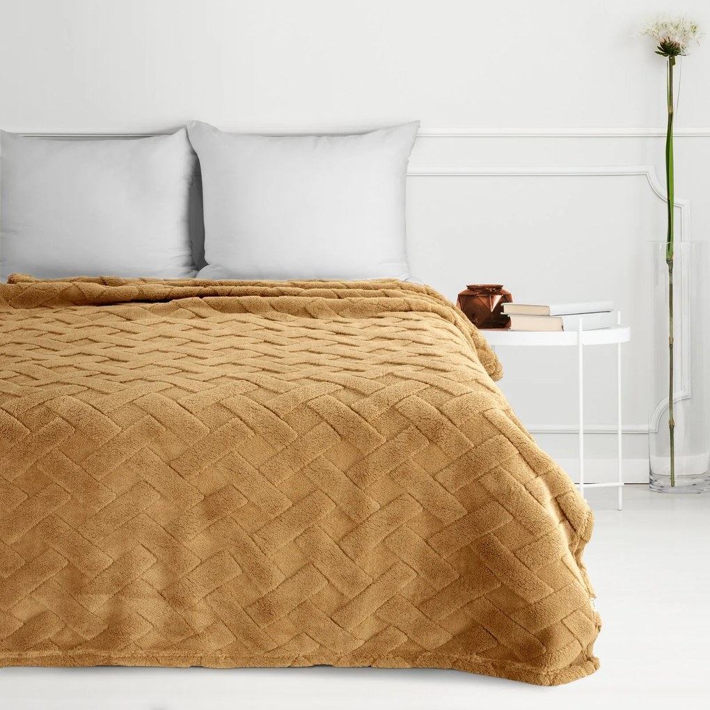 DEKA Z MIKROFLANELU CARO 70X160 CM MEDOVÁ
