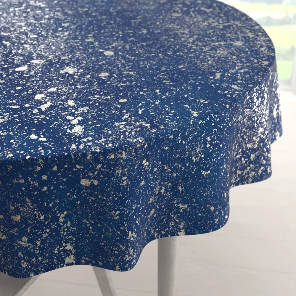 Biante Zamatový okrúhly obrus Isabela IBL-005 Gold Design kráľovská modrá Ø 120 cm