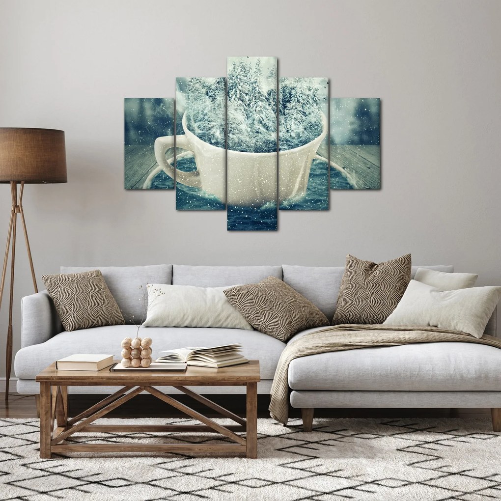 Obraz - Zimný svet v hrnčeku (150x105 cm)
