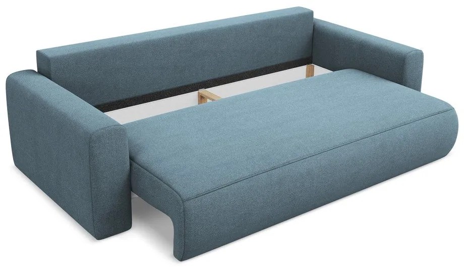 Svetlomodrá rozkladacia/s úložným priestorom pohovka 238 cm Kapua – Makamii