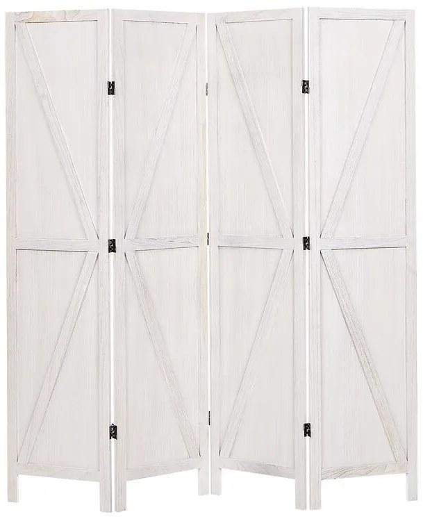 Drevený 4-dielny skladací paraván 170 x 163 cm biely RIDANNA Beliani