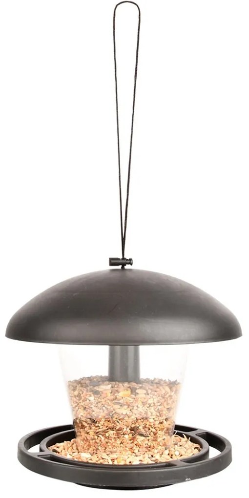 Závesné kŕmidlo pre vtáky Mushroom, 17,5x19,5 cm, plast, čierna