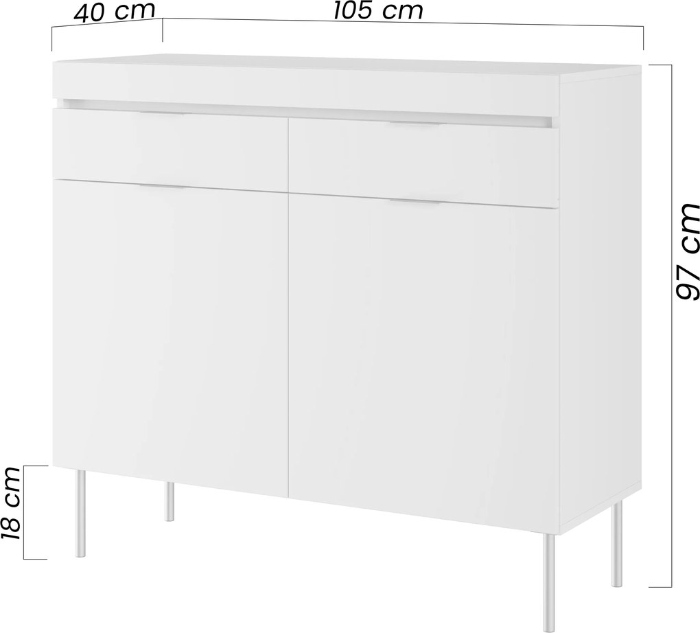 Dvojdverová komoda Sentia 105 cm s dvoma zásuvkami - kašmír / zlatá