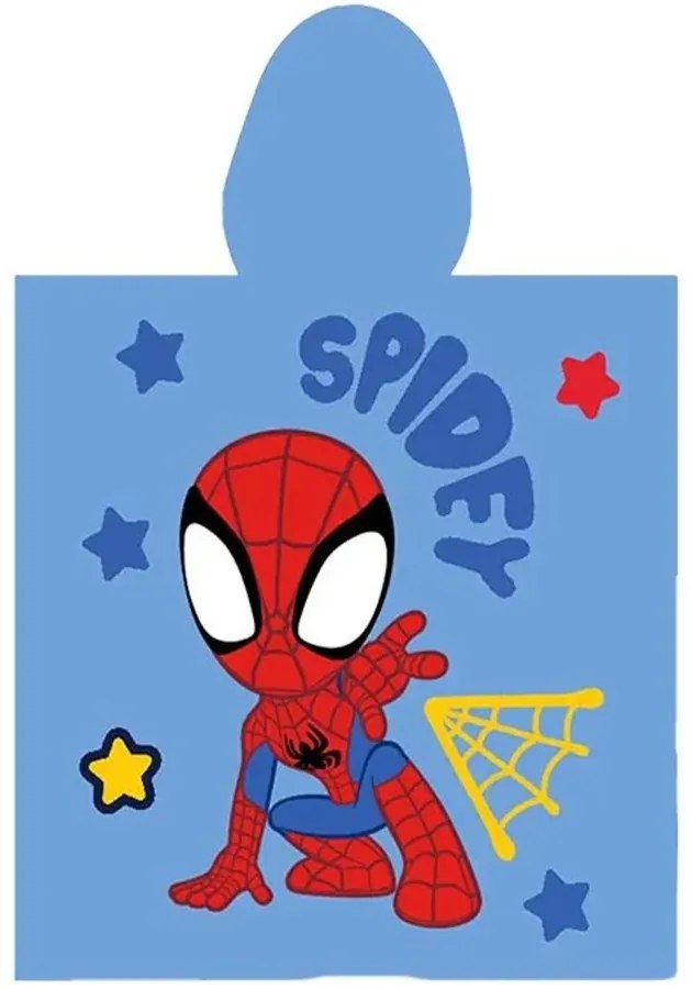Detské plážové pončo - bavlnená osuška s kapucňou Spidey - 100% bavlna - 55 x 110 cm - pre deti od 3 do 6 rokov