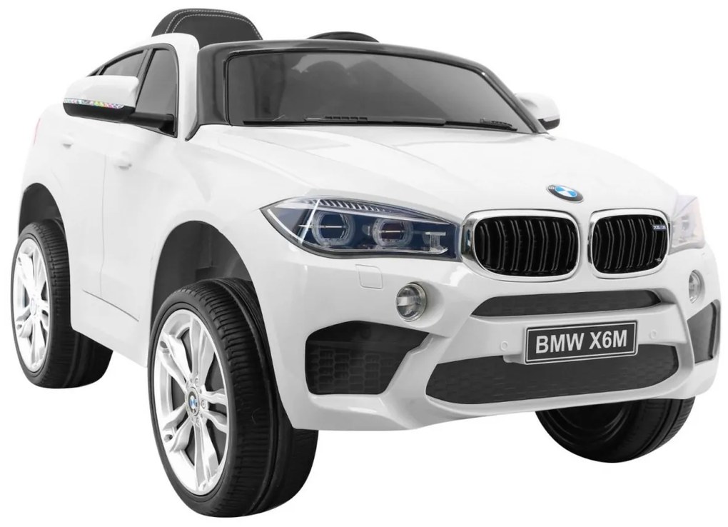 RAMIZ ELEKTRICKÉ AUTÍČKO BMW X6 - NELAKOVANÉ - BIELE - MOTOR 2X45W - BATÉRIA 2 x 6V/7Ah - 2023