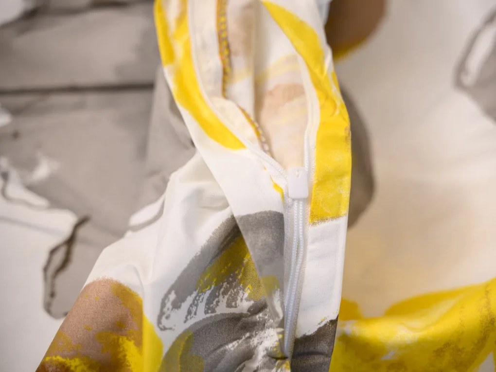 Obliečky z mikrovlákna FEONELLE žlto-sivé Rozmer obliečky: 2 ks 70 x 90 cm | 200 x 220 cm