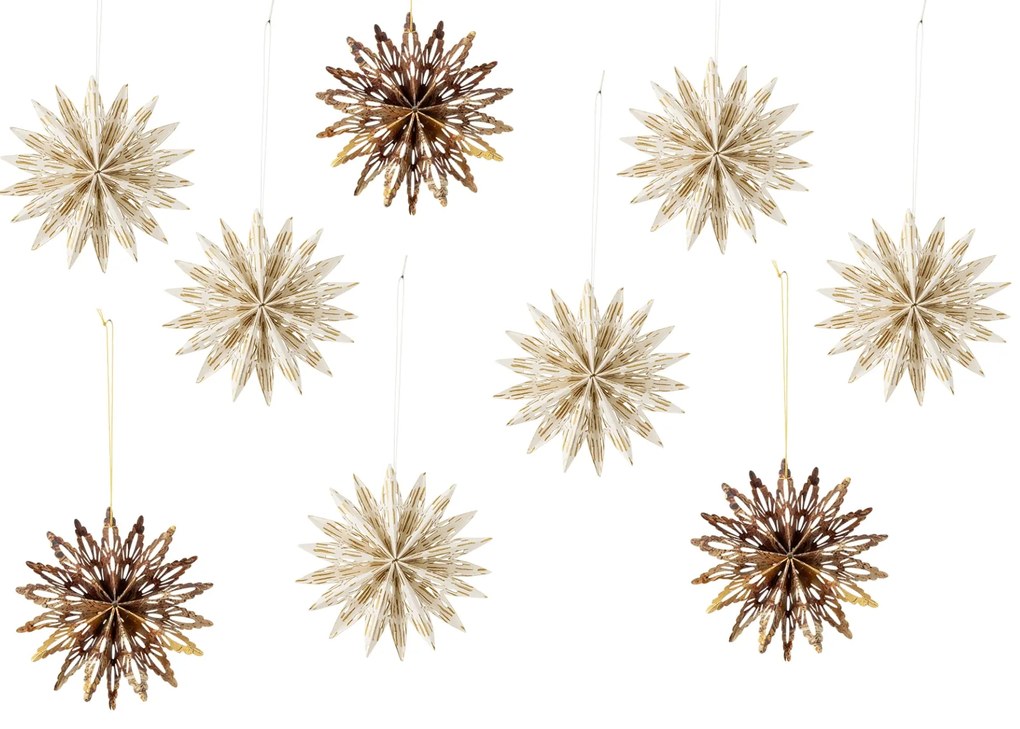 Bloomingville Papierová ozdoba Star Ornament – set 9 ks