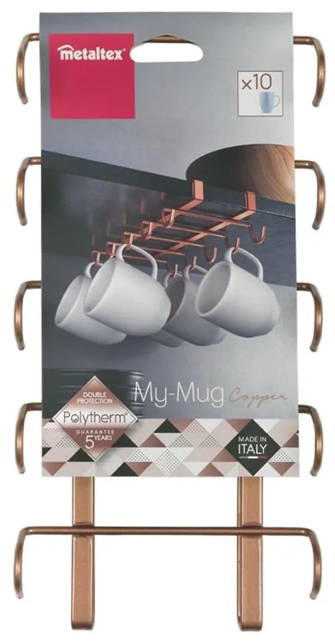 Závesný držiak na hrnčeky Metaltex v medenej farbe