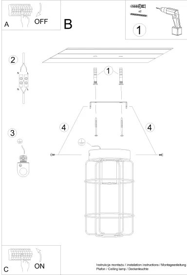Sollux SL.1262 - Stropné svietidlo GOTTO 1xE27/15W/230V čierna