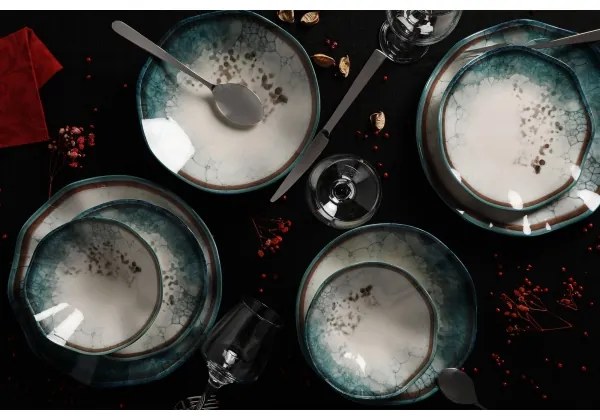 24-dielna jedálenská súprava, modrá, porcelán