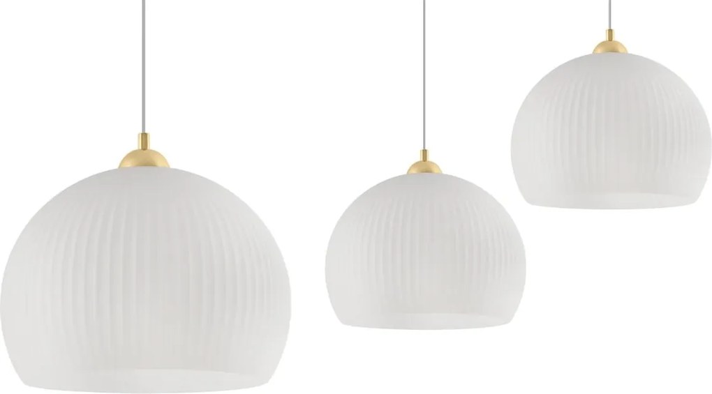 Závesné svietidlo Riffle 5, 1x biele sklenené tienidlo, g