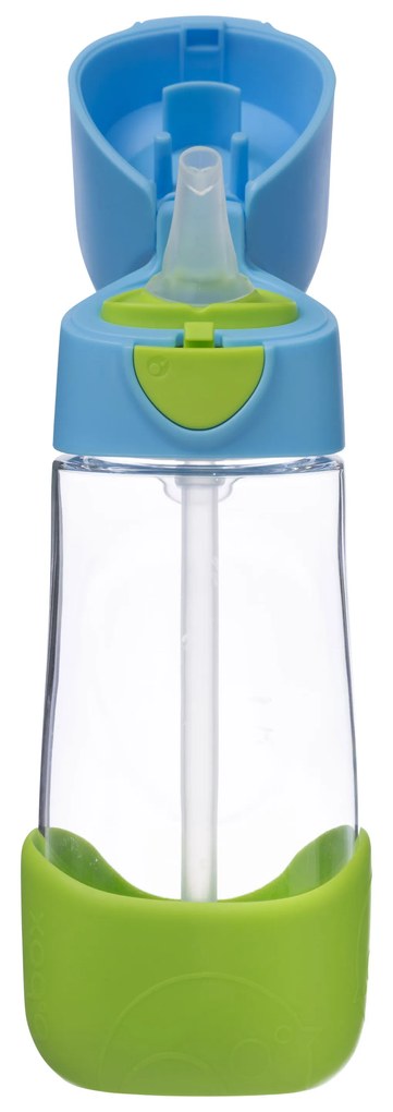 Fľaša na pitie so slamkou 450 ml - modrá/zelená