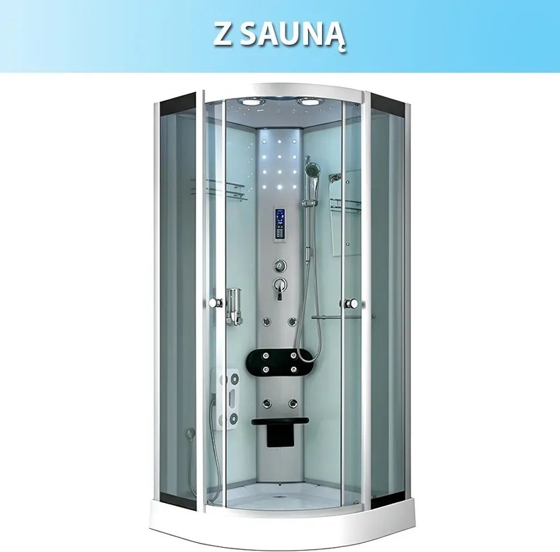 BPS-koupelny Hydromasážny box WSH7120WS biely, 90x90 so saunou