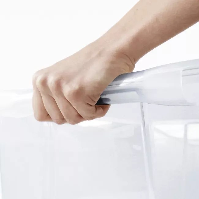 Rotho Univerzální úložný box, krabice s víkem, EVO, transparent - 58x39x19, 30l