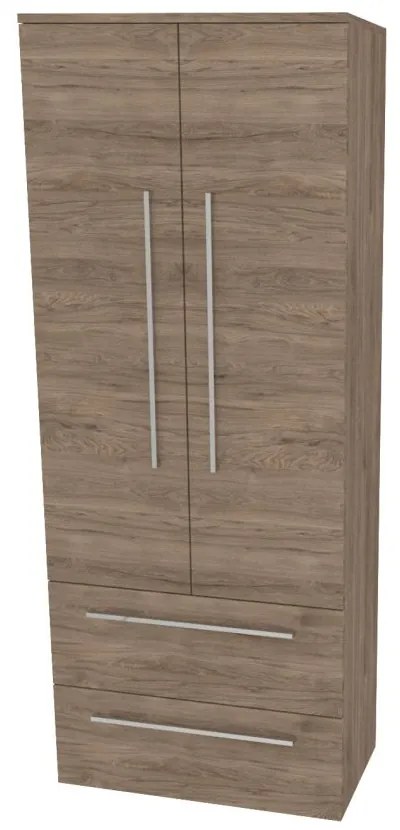 Mereo, Mereo Bino, kúpeľňová skrinka vysoká 163 cm, dvojitá, Multidecor, Dark Rockford Hic, MER-CN699DRH1