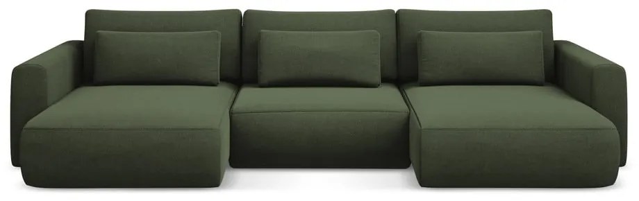 Khaki rozkladacia/s úložným priestorom rohová pohovka (do tvaru "U") Kapua – Makamii