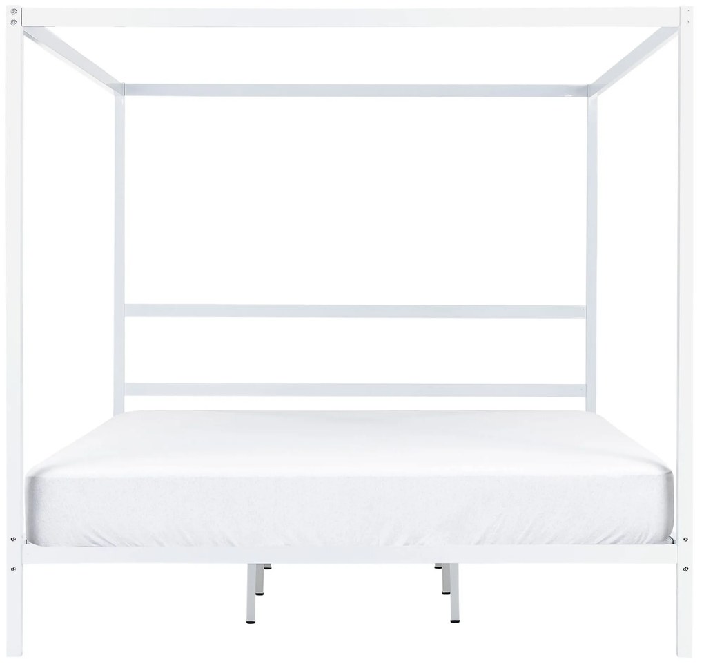 Kovová posteľ s baldachýnom 180 x 200 cm biela LESTARDS Beliani