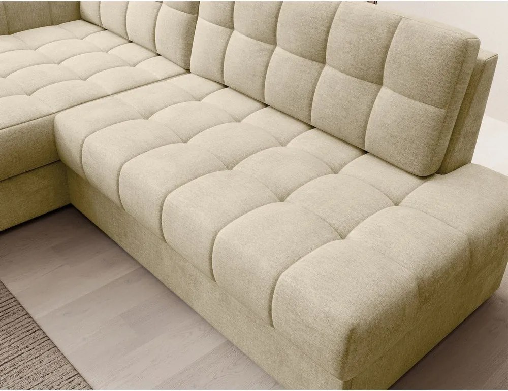 Svetlohnedá zamatová rozkladacia rohová pohovka (ľavý roh/s leňoškou) Blezalt – ELTAP