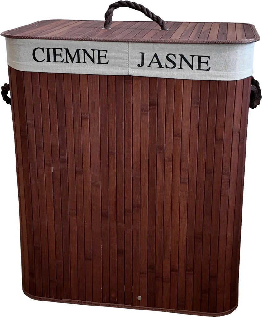 TRENDIE Bambusový kôš na prádlo 100l tmavohnedý + DARČEK