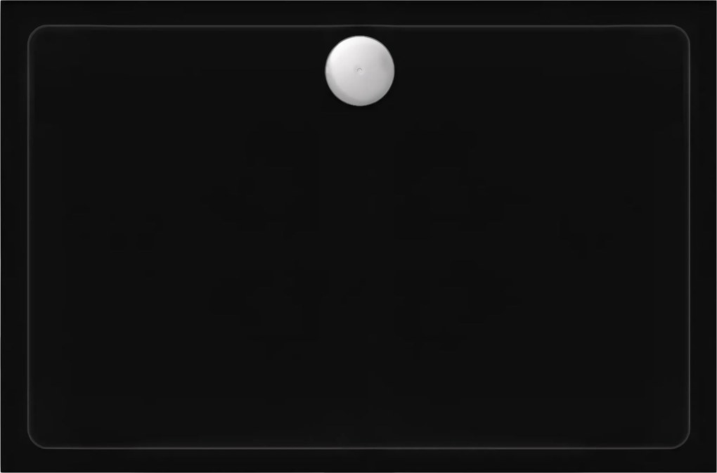 Rea Savoy, sprchová vanička 100x80x6 cm + sifón s chrómovou krytkou, čierna lesklá, REA-K4087