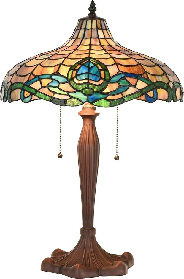Hnedá stolná lampa Tiffany Vaganto - Ø 41*60 cm E27/max 2*60W