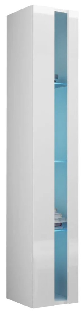 Vitrína 180 Zigo New, Osvetlenie: osvetlenie LED teplé biele, Farby: biela / biely lesk