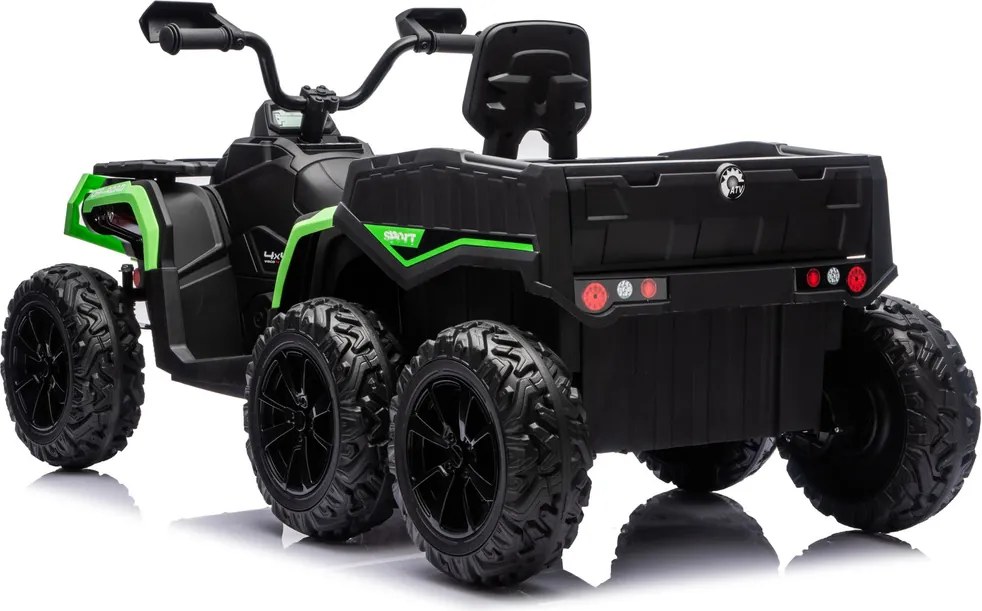 LEAN CARS Štvorkolka na batérie ATV 6 kolies s prívesom JC606 24V 4x4 zelená