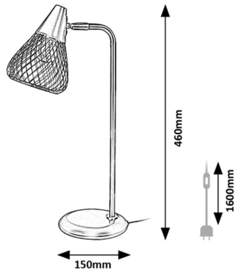 RABALUX Stolná indukčná lampa FANNY, 1xE14, 25W, sivá