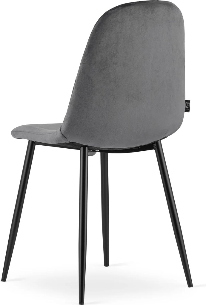 AKCE Tmavo sivá zamatová stolička ASTI s čiernymi nohami II. akosť