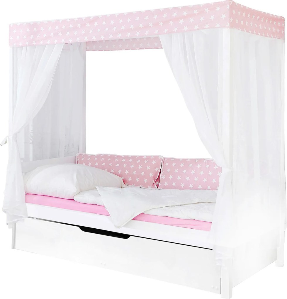 XXXLutz POSTEĽ S NEBESAMI, 90/200 cm ružová, biela Livetastic - Postele - 000406004009