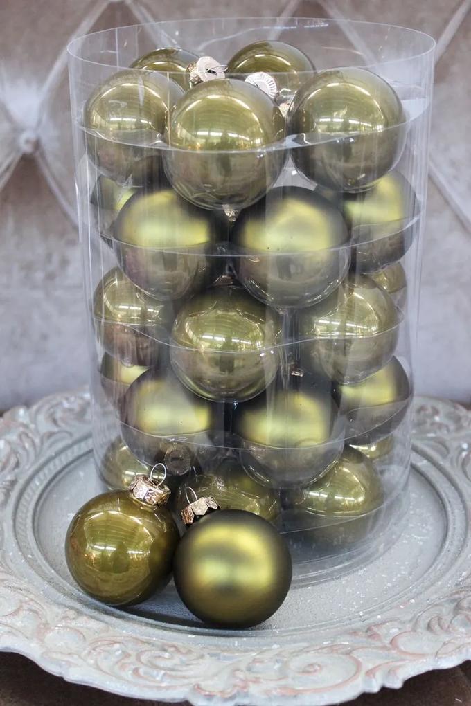 Olivové vianočné gule 6cm 30ks