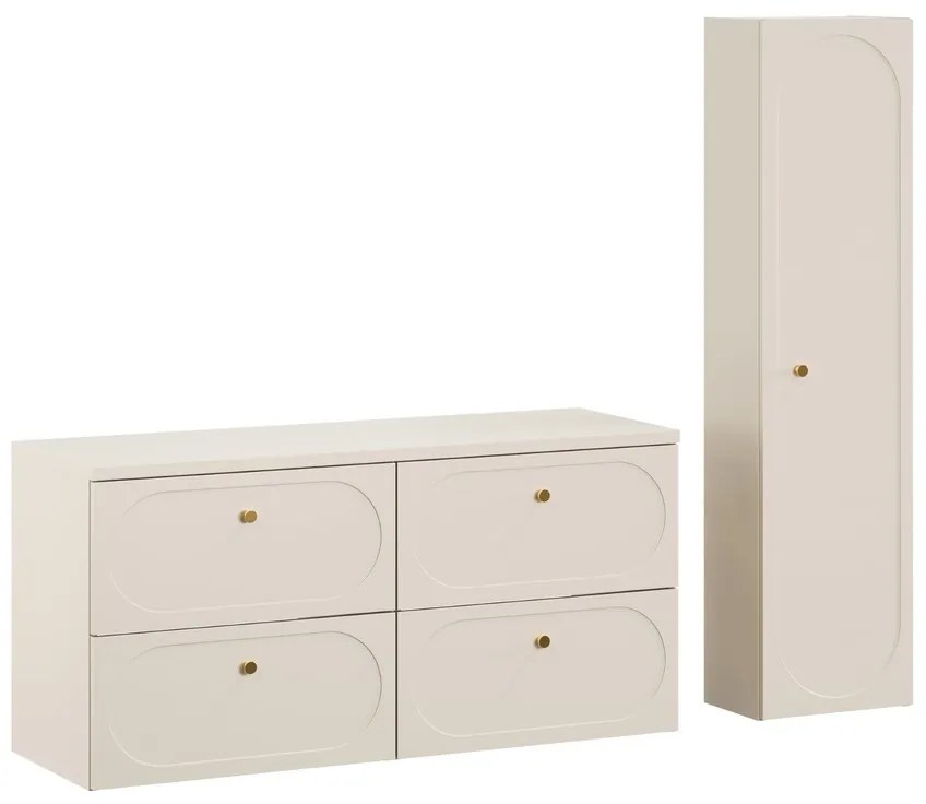 Koupelnová sestava s deskou a skříňkami Donna 120 cm písková