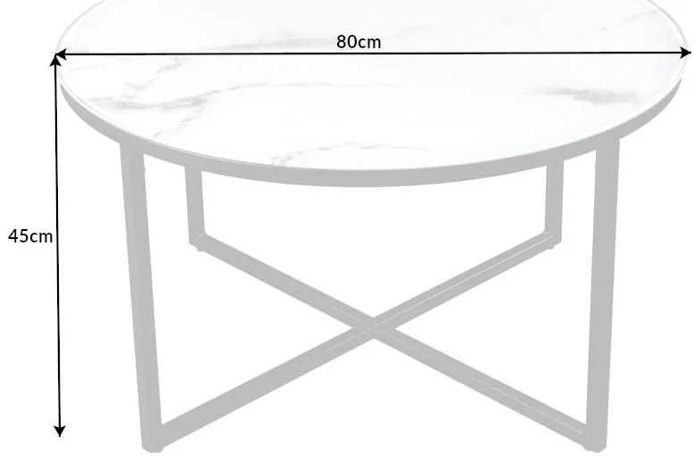 Konferenčný stolík Elegance 80cm biely mramorový vzhľad
