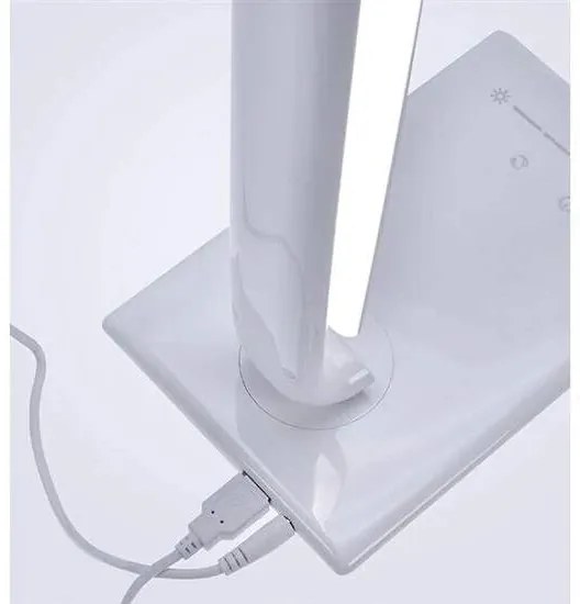 Solight LED stolná lampa stmievateľná, 12W, voľba teploty svetla, USB, biela