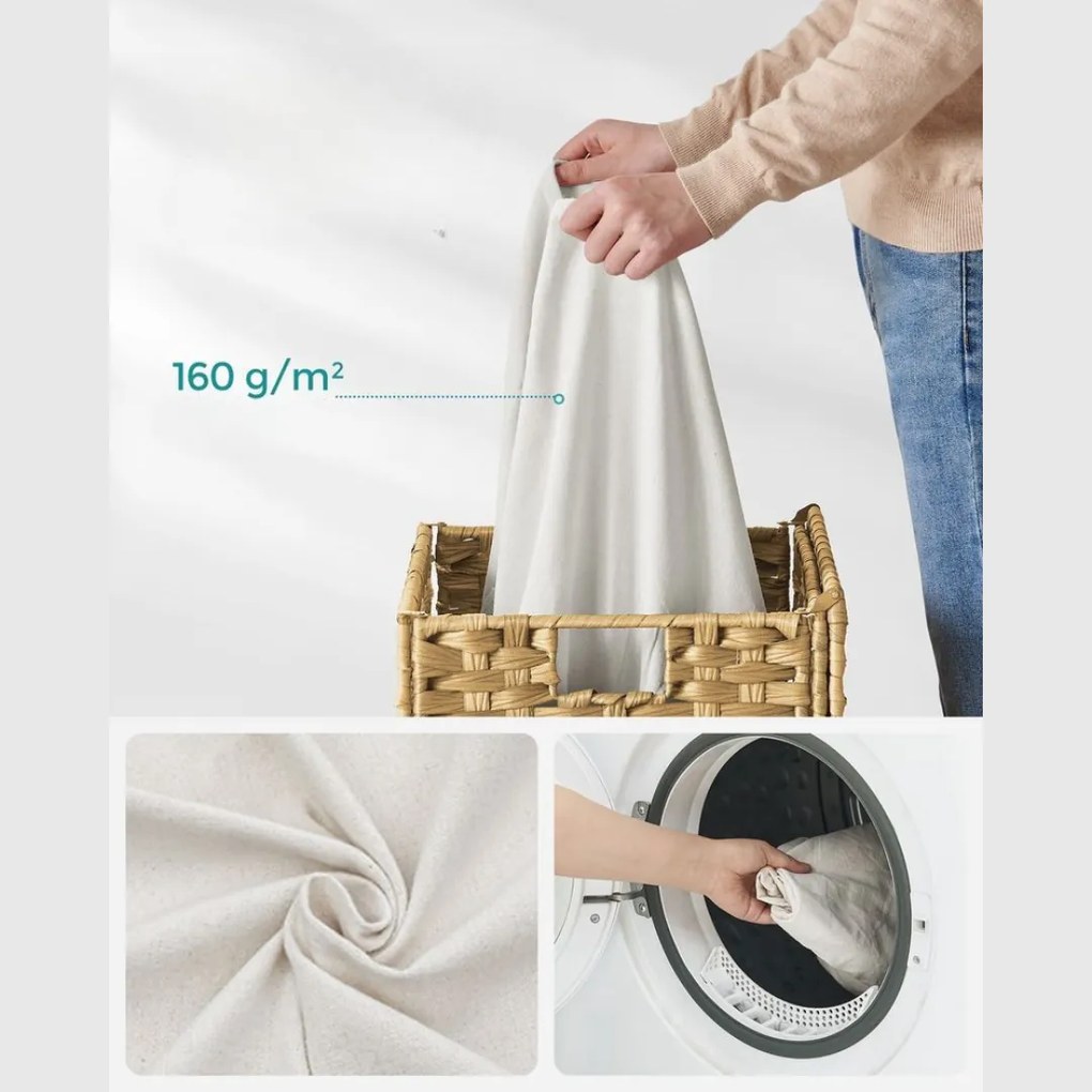 Kôš na bielizeň z umelého ratanu AVA, 90l, prírodná hnedá SongmicsHome