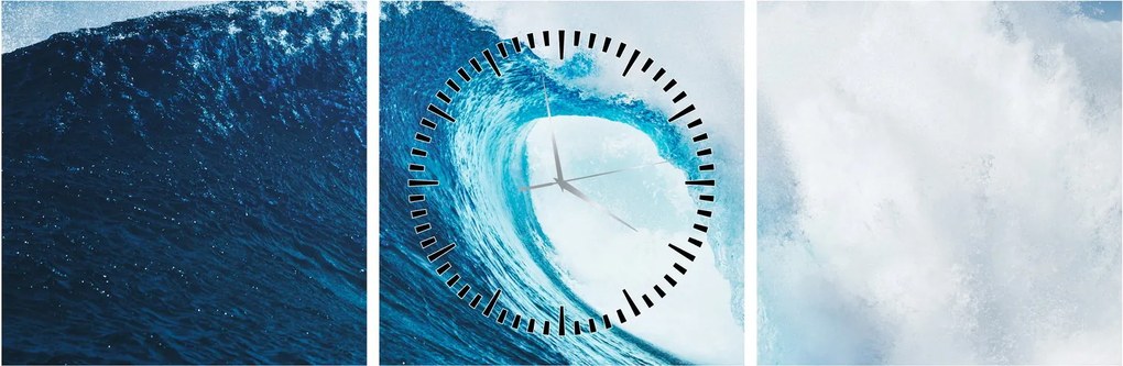 Obraz - Vlna oceánu (s hodinami) (90x30 cm)