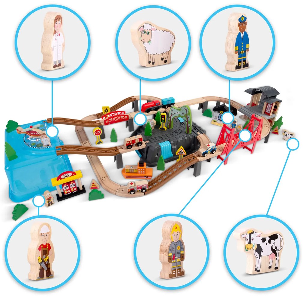 Drevené vláčikové mestečko 100 ks RK-879 Ricokids