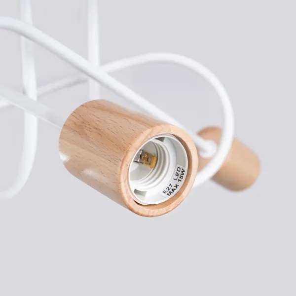 Sollux SL.1474 - Prisadený luster EMBER 3xE27/15W/230V biela/béžová/buk