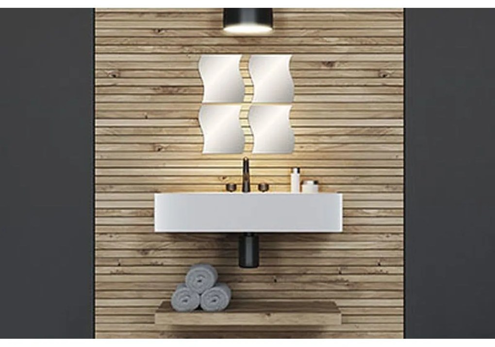 TENDANCE Zrkadlo Levi Waves, strieborné, sada 4ks