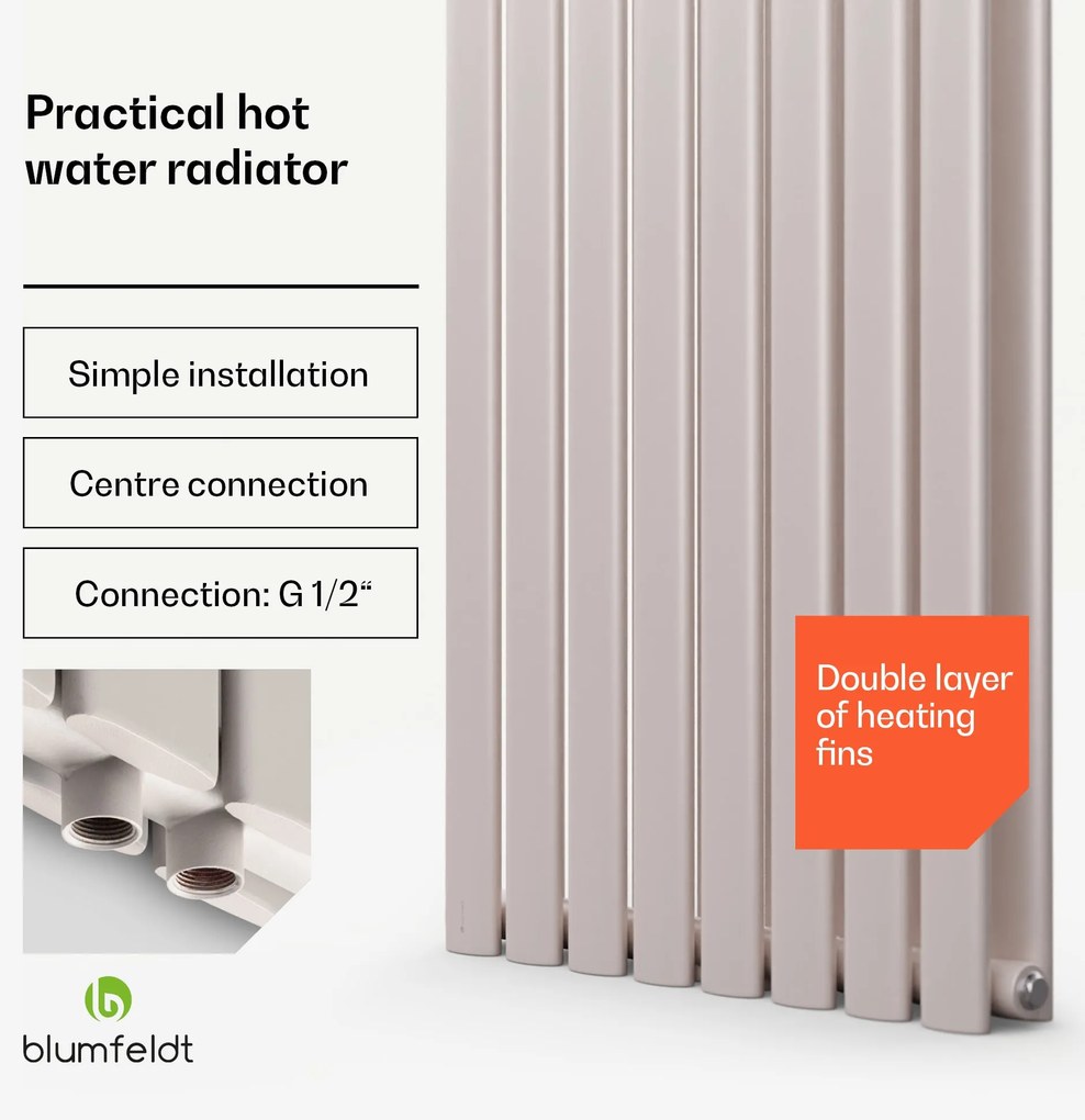 Blumfeldt Tallheo, 47 x 160, radiátor, kúpeľňový radiátor, rúrkový radiátor, 1472 W, teplovodný, 1/2