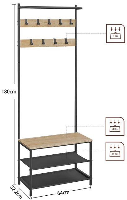 Vešiakový stojan s botníkom HSR411B11