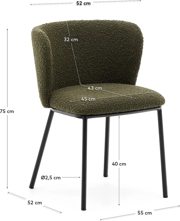 Zelené čalúnené jedálenské kreslo Ciselia – Kave Home