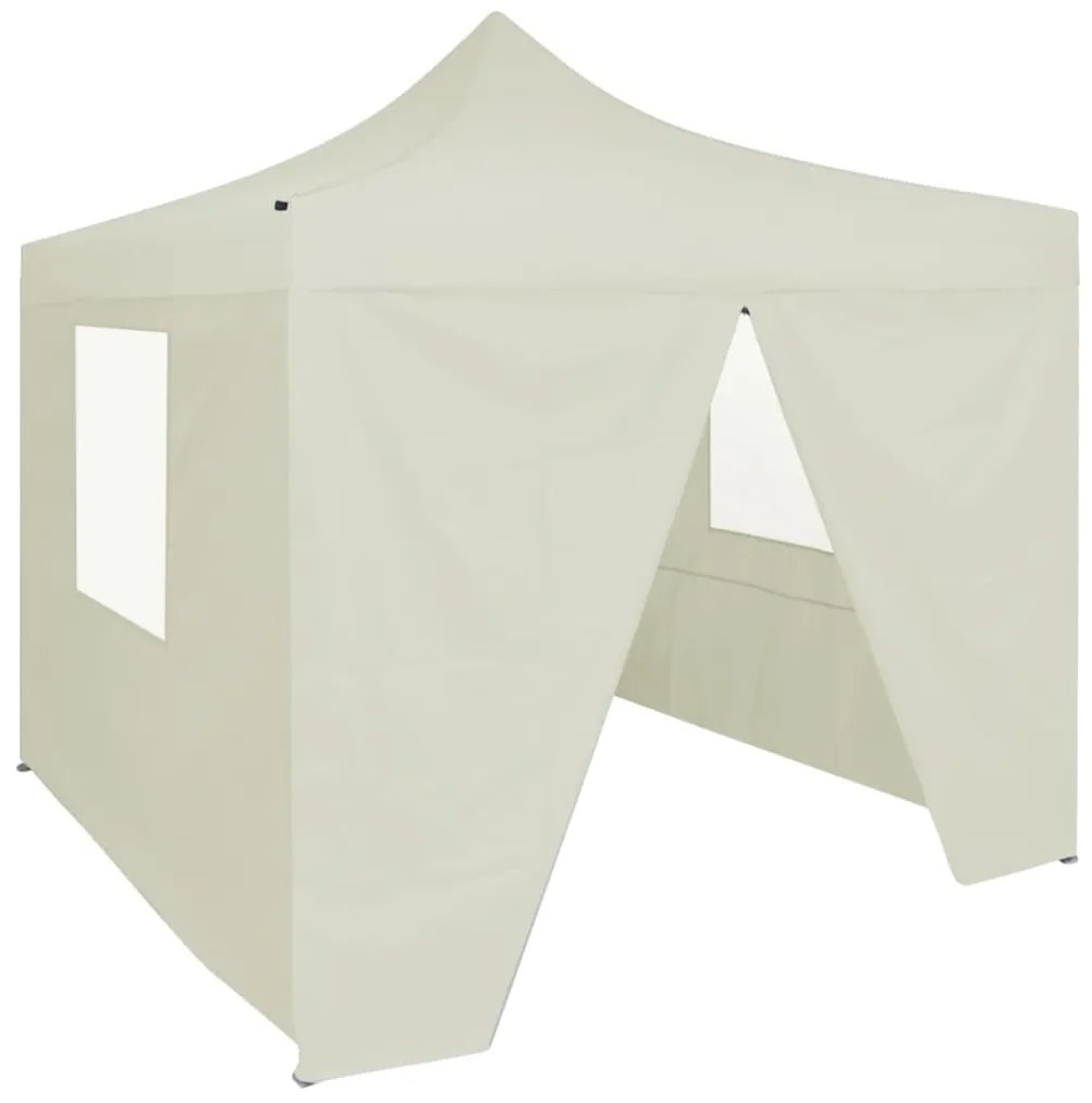 vidaXL Profesionálny skladací párty stan+4 steny 2x2 m, oceľ, krémový