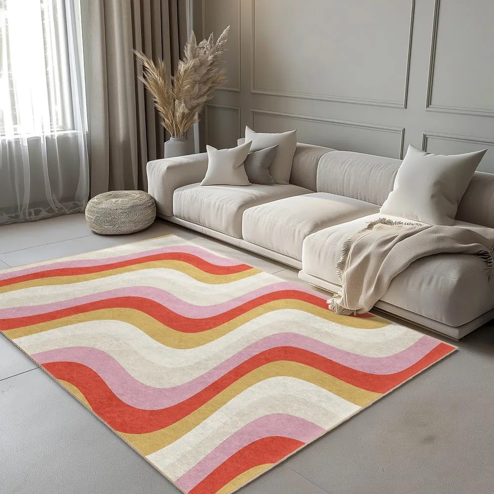 Žltý/ružový prateľný behúň 80x200 cm Creamy Raspberry Swirl – Mila Home