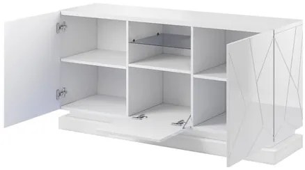 Komoda Aura 2D1K (biela + biela lesklá). Vlastná spoľahlivá doprava až k Vám domov. 1121715