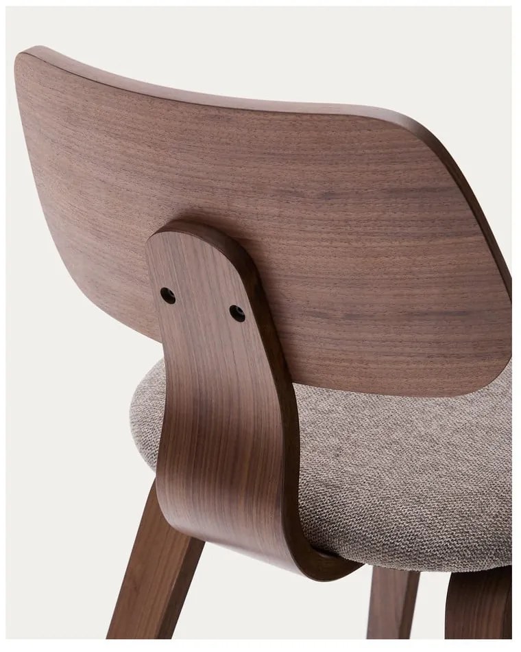 Béžová/tmavohnedá jedálenská stolička v dekore orecha Gena – Kave Home