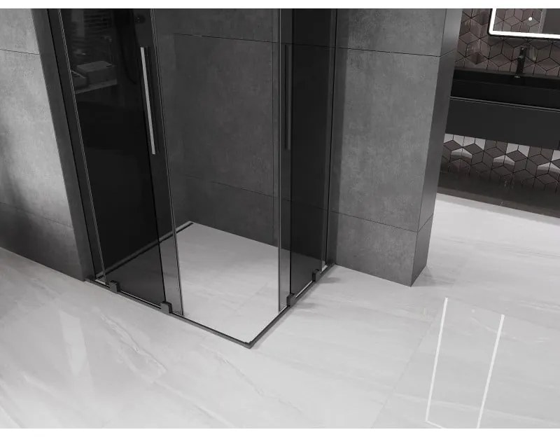Mexen Velar L Duo, sprchový kút s posuvnými dverami 100 x 90 cm, 8mm šedé sklo, brúsený grafit, 871-100-090-02-43-95